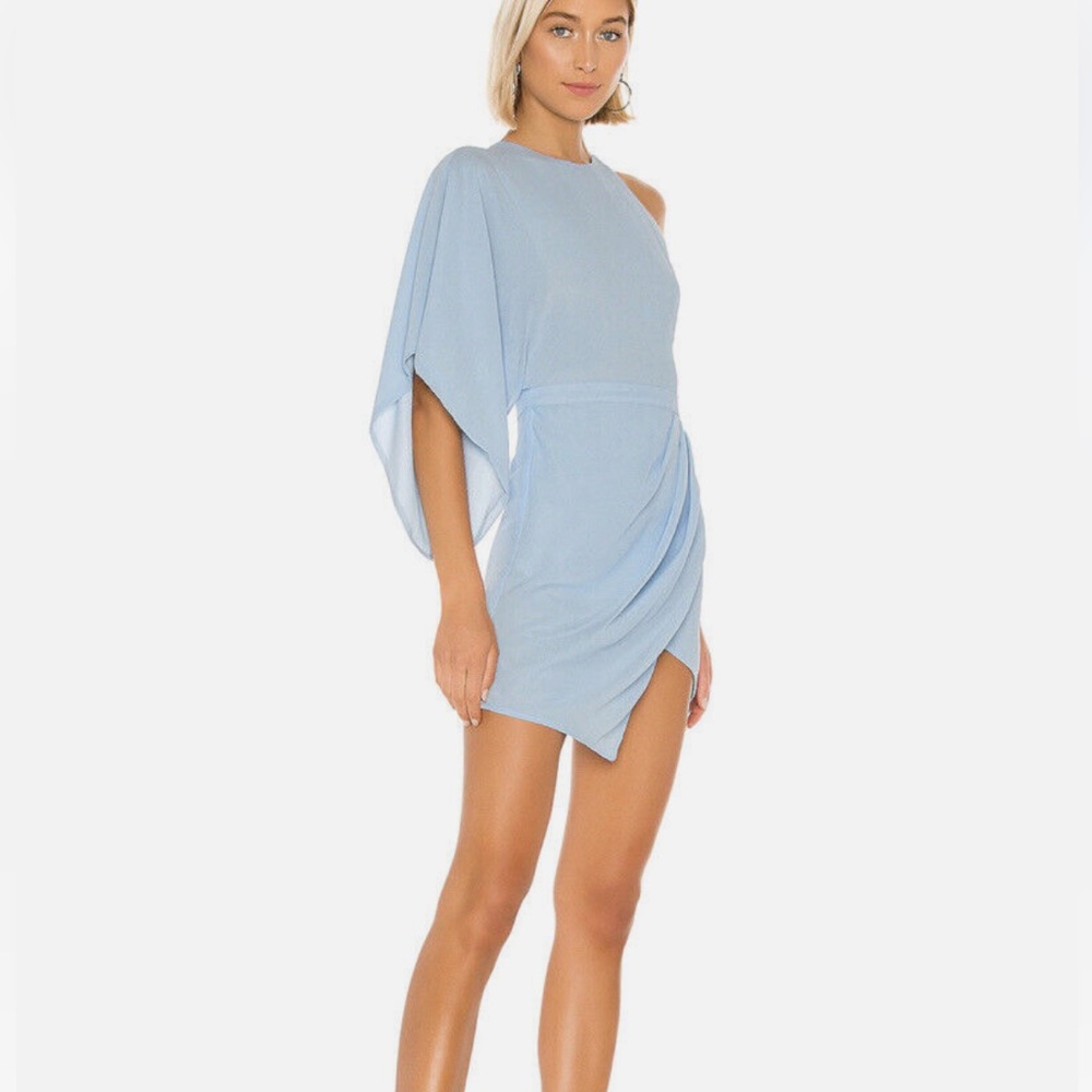$178 Michael Costello x Revolve Lexa One Shoulder Mini Dress In Blue Size Xs 0
